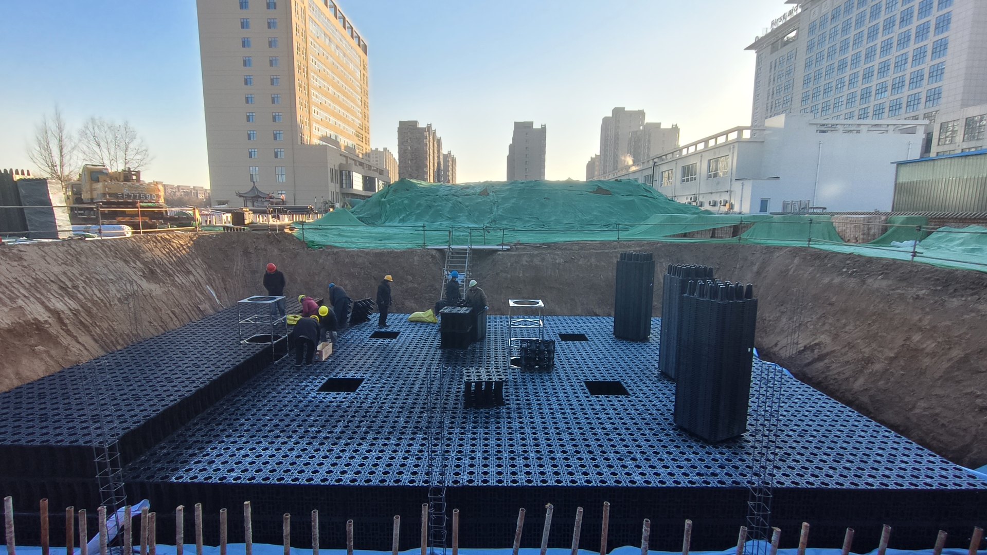 丘岳环保PP雨水收集模块项目施工现场