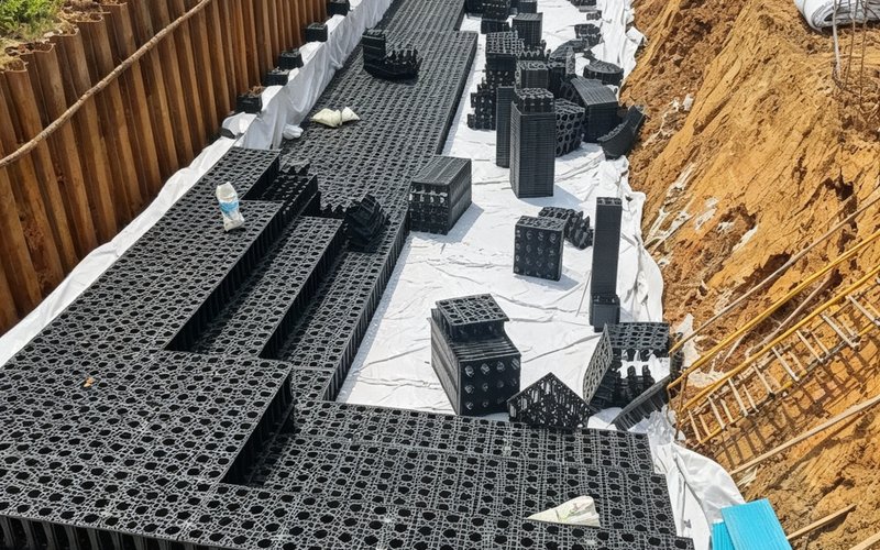 北京通州档案馆PP模块雨水收集系统模块拼装与防渗施工 北京通州档案馆PP模块雨水收集系统模块拼装与防渗施工