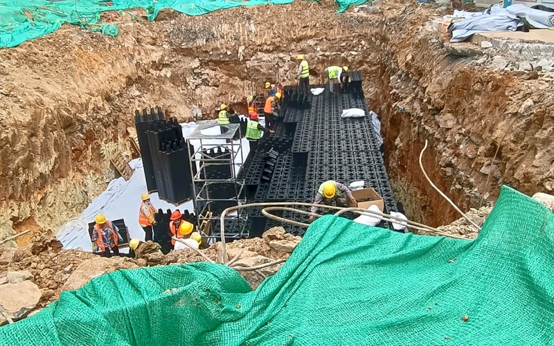 北京通州园景小区雨水收集PP模块项目案例现场施工照片2