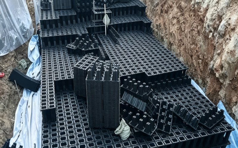德州庆云文体中心雨水收集PP模块项目案例现场照片1