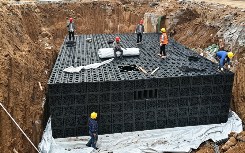 雄安新区产业园雨水收集PP模块项目案例现场照片1