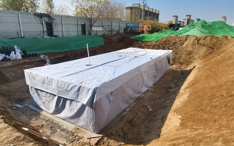 正定新区法院232立方米雨水调蓄池施工现场 正定新区法院232立方米雨水调蓄池施工现场